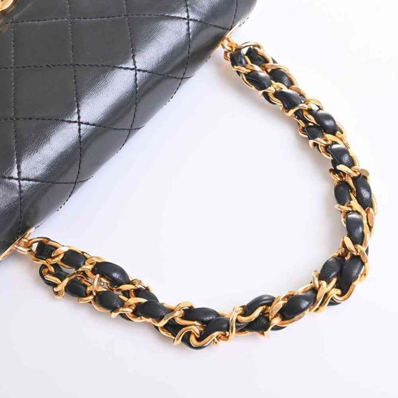 Chanel Lambskin Matelasse Chain Handbag Black - Picture 5 of 9